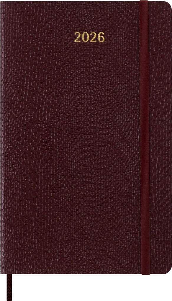 Moleskine 12 Monate Precious & Ethical Wochen Notizkalender 2026, L/A5, liniert, weicher Einband, Mamba Bordeaux, mit Box