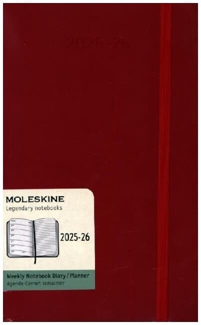 Moleskine 18 Monate Wochen Notizkalender 2025/2026, Large/A5, 1 Wo = 1 Seite, rechts linierte Seite, Weicher Einband, Scharlachrot