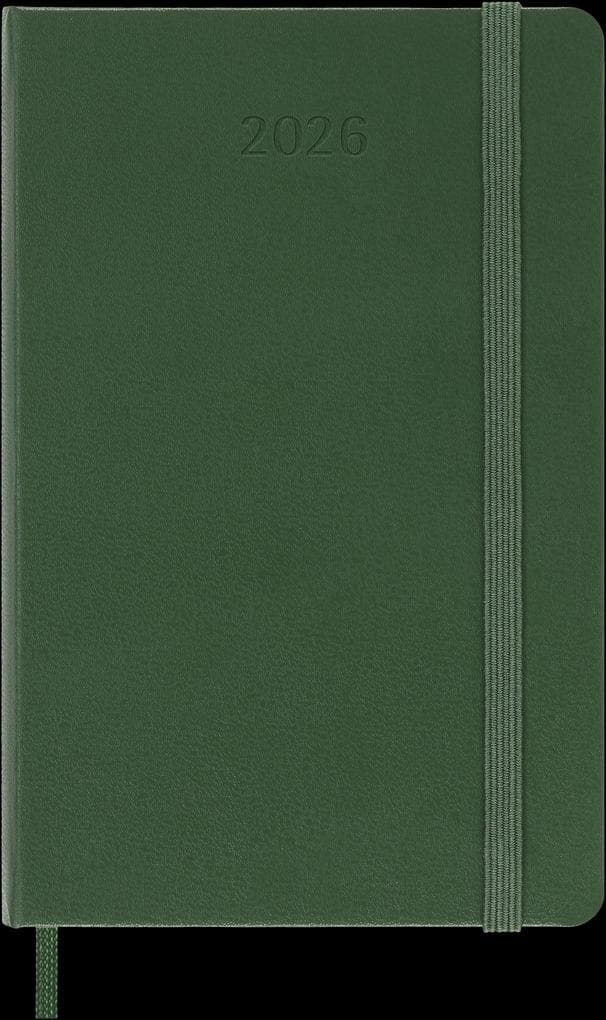Moleskine 12 Monate Tageskalender 2026, Pocket/A6, 1 Tag = 1 Seite, Fester Einband, Myrtengrün
