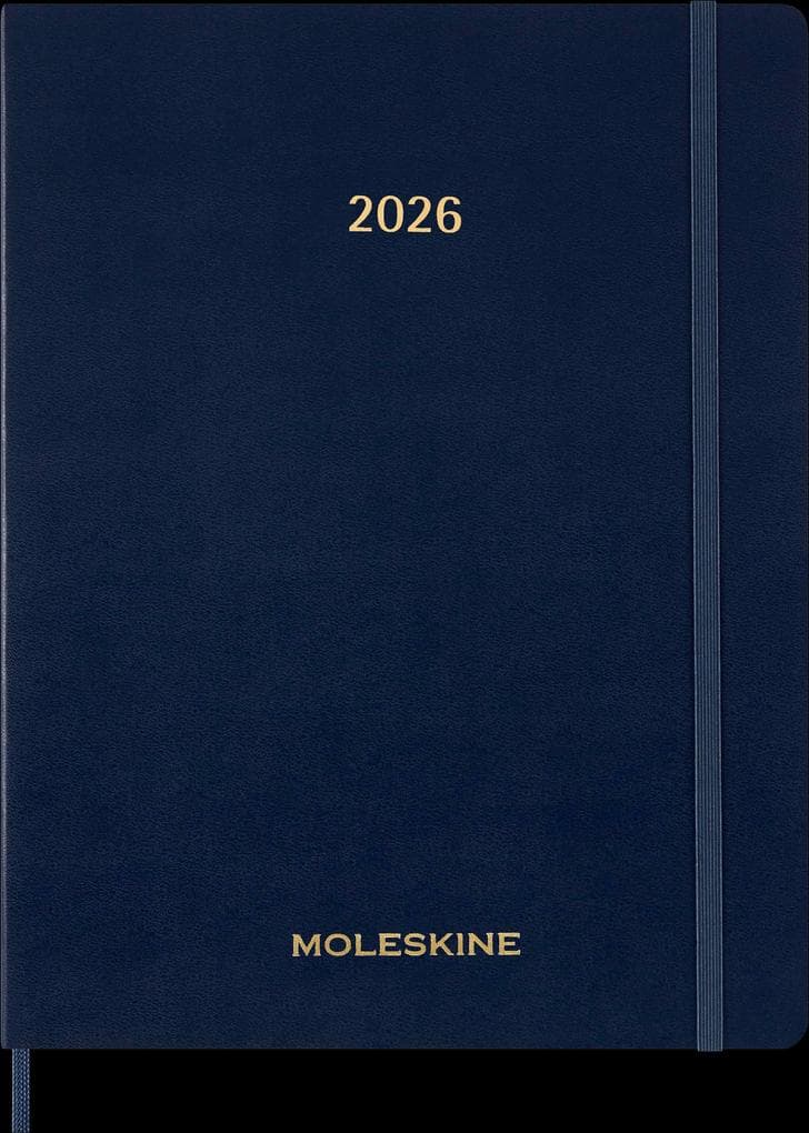 Moleskine 13 Monate Essential Wochenkalender 2025/2026, 1 Wo = 2 Seiten, vertikal, XXL, fester Einband, Saphirblau