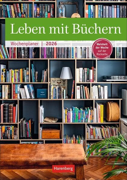 Leben mit Büchern Wochenplaner 2026 - 53 Blatt mit Weisheit der Woche auf der Rückseite