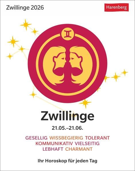 Zwillinge Sternzeichenkalender 2026 - Tagesabreißkalender - Ihr Horoskop für jeden Tag