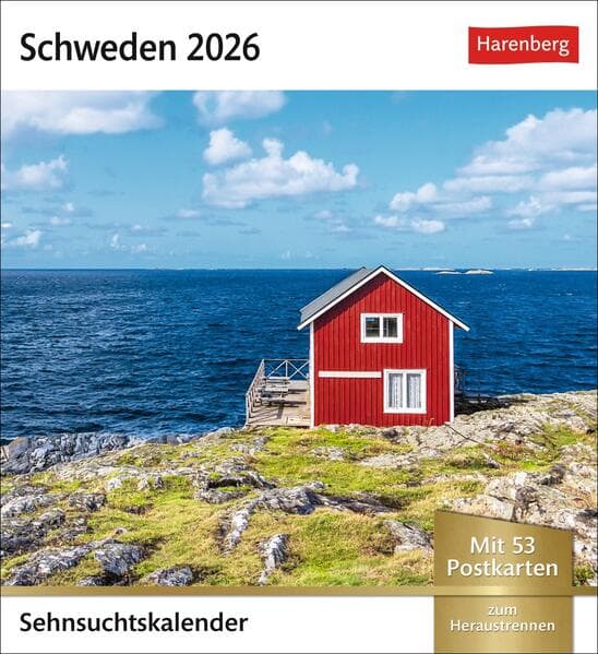 Schweden Sehnsuchtskalender 2026 - Wochenkalender mit 53 Postkarten