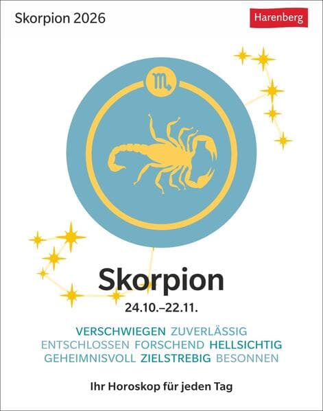 Skorpion Sternzeichenkalender 2026 - Tagesabreißkalender - Ihr Horoskop für jeden Tag