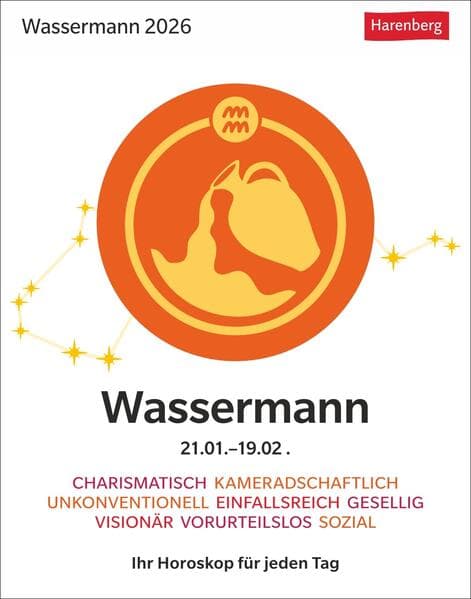 Wassermann Sternzeichenkalender 2026 - Tagesabreißkalender - Ihr Horoskop für jeden Tag