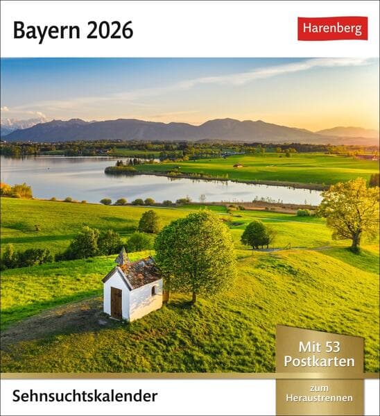 Bayern Sehnsuchtskalender 2026 - Wochenkalender mit 53 Postkarten