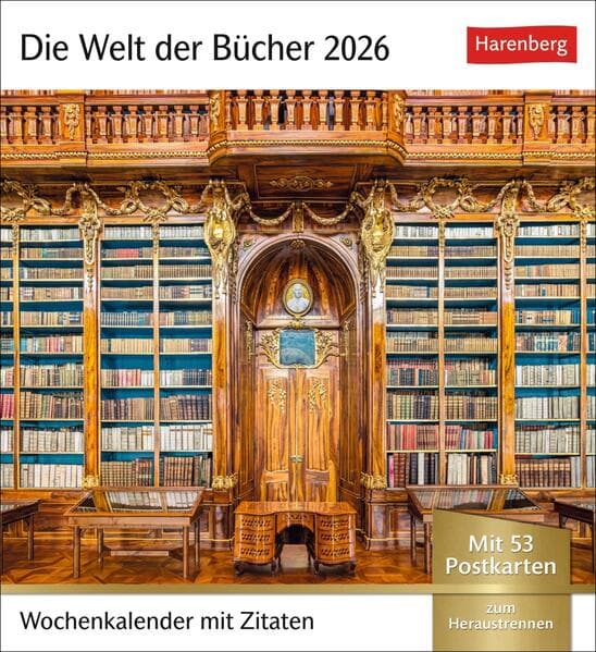 Die Welt der Bücher Postkartenkalender 2026 - Wochenkalender mit 53 Literaturpostkarten