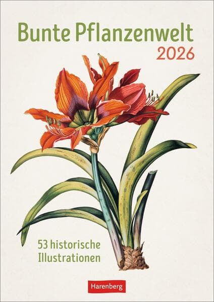 Bunte Pflanzenwelt Wochenplaner 2026 - 53 historische Illustrationen