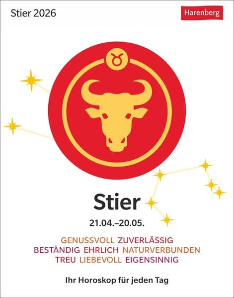 Stier Sternzeichenkalender 2026 - Tagesabreißkalender - Ihr Horoskop für jeden Tag