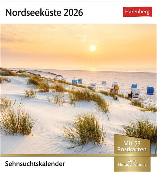 Nordseeküste Sehnsuchtskalender 2026 - Wochenkalender mit 53 Postkarten