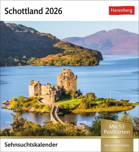 Schottland Sehnsuchtskalender 2026 - Wochenkalender mit 53 Postkarten