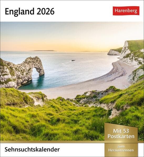 England Sehnsuchtskalender 2026 - Wochenkalender mit 53 Postkarten