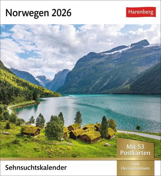 Norwegen Sehnsuchtskalender 2026 - Wochenkalender mit 53 Postkarten