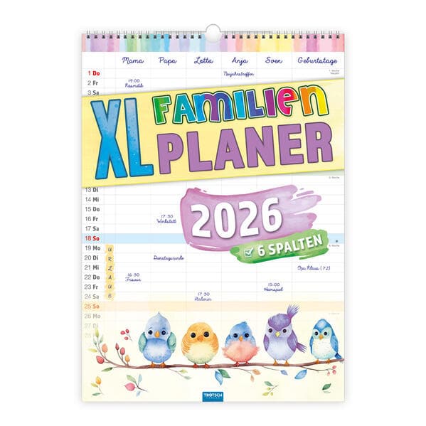 Trötsch Großbildkalender XL Familenplaner 2026 mit 6 Spalten