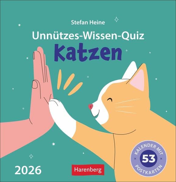 Unnützes-Wissen-Quiz Katzen Premium-Postkartenkalender - Kalender mit 53 Rätselkarten