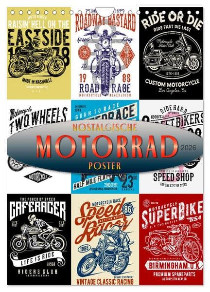 Motorrad - nostalgische Poster (Wandkalender 2026 DIN A4 hoch), CALVENDO Monatskalender