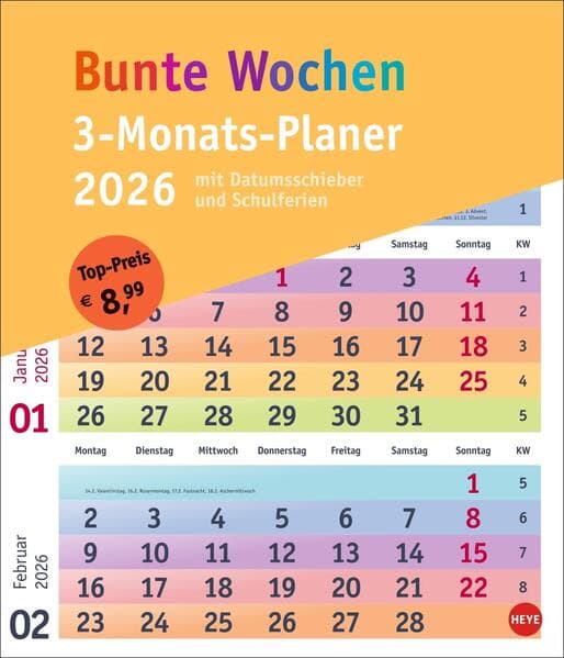 Bunte Wochen 3-Monatsplaner 2026