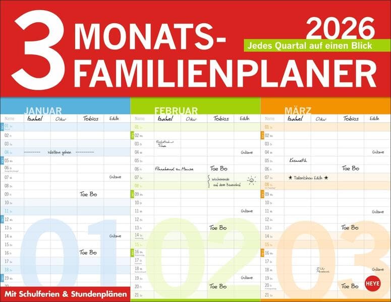 3-Monats-Familienplaner 2026