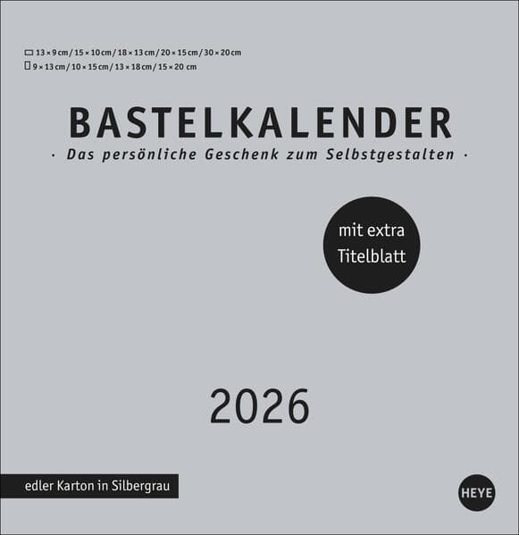 Premium-Bastelkalender silbergrau groß 2026