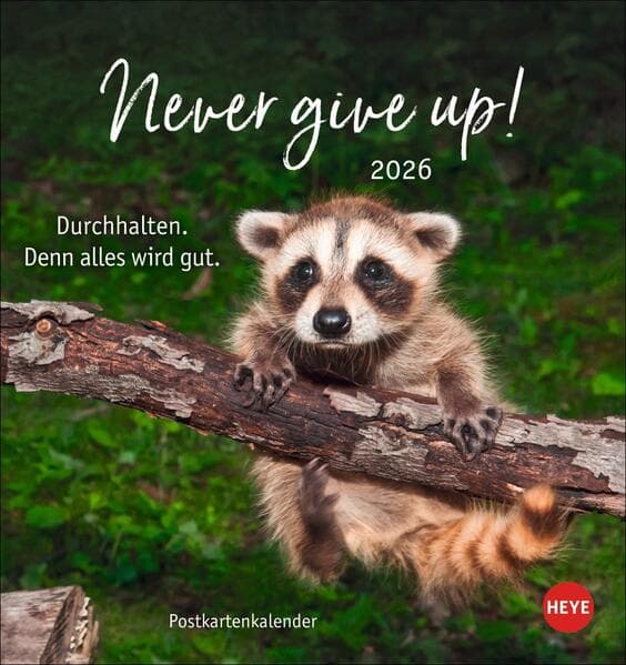 Never give up! Postkartenkalender 2026 - Durchhalten. Denn alles wird gut.