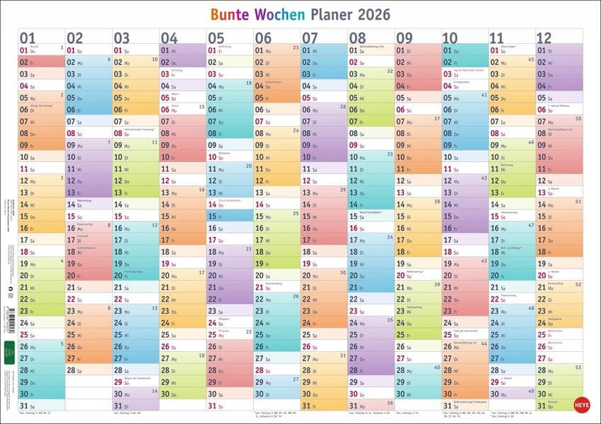 Bunte Wochen Posterplaner 2026