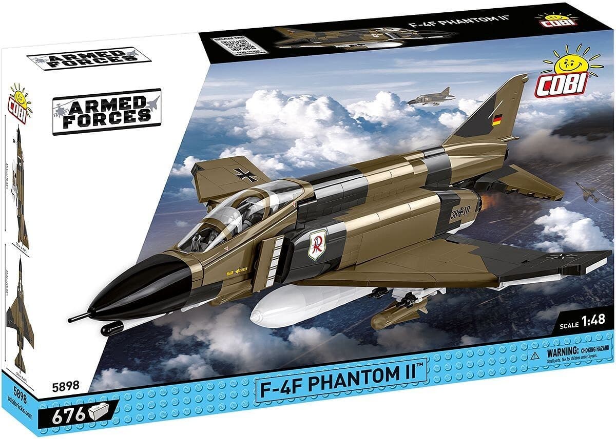 COBI Armed Forces 5898 - F-4F PHANTOM II, Überschall-Mehrzweckjagdflugzeug, Maßstab 1:48, Bausatz, 676 Klemmbausteine