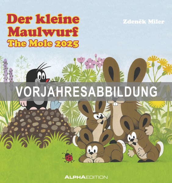 Alpha Edition - Der kleine Maulwurf 2026 Postkartenkalender, 16x17cm, Kalender mit schönen Illustrationen von Zdenek Miler, Postkarten zum Heraustrennen, zum Aufhängen oder Aufstellen