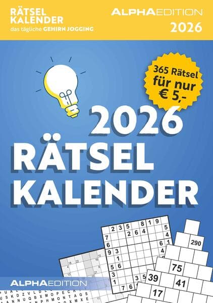 Rätselkalender 2026 Tagesabreißkalender - 11,8x15,9 - Rätselkalender - Knobelkalender - Tischkalende