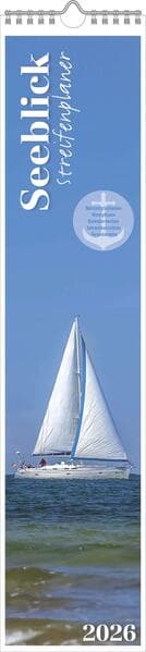 Streifenplaner Seeblick 2026 - Streifen-Kalender 11,3x49x5 cm - Strand und Meer - Küchenkalender - Wandplaner - Alpha Edition