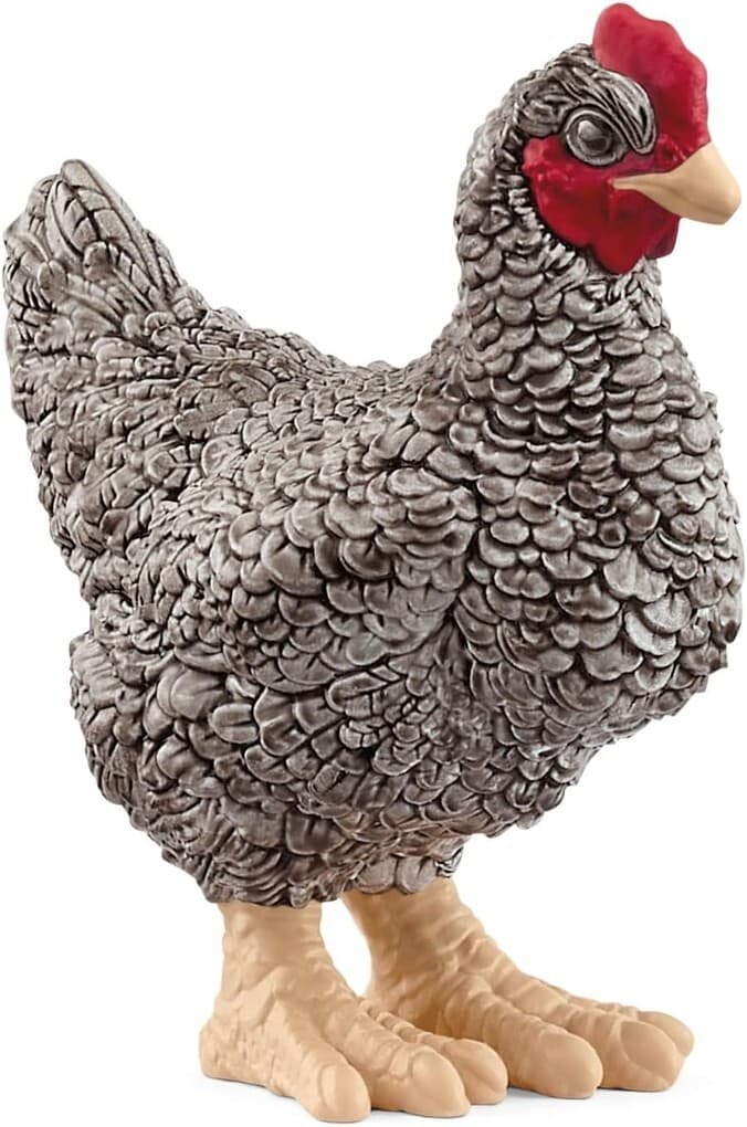 Schleich 13997 - Farm World, Plymouth Rock Huhn, Tierfigur, Höhe: 6 cm