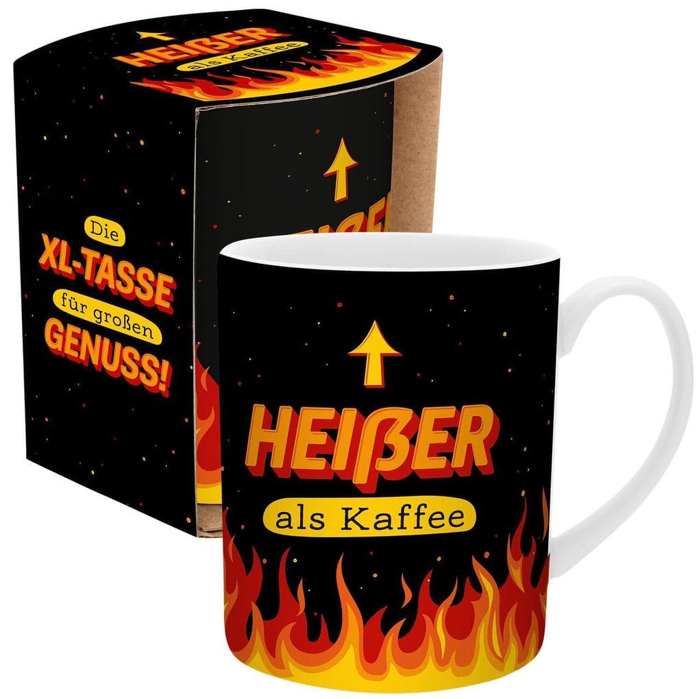 XL-Tasse für Männer mit Spruch 'Heißer als Kaffee'