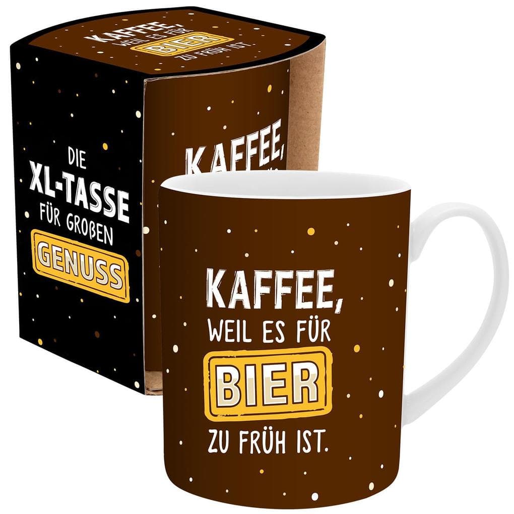 XL-Tasse für Männer mit Spruch 'Kaffee, weil es für Bier zu früh ist'