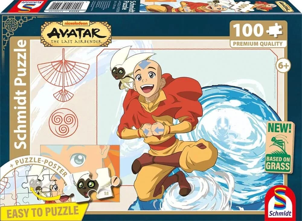 Schmidt 56554 - Avatar, Der Herr der Element, Puzzle mit Poster, 100 Teile aus NATPAX® Graspappe