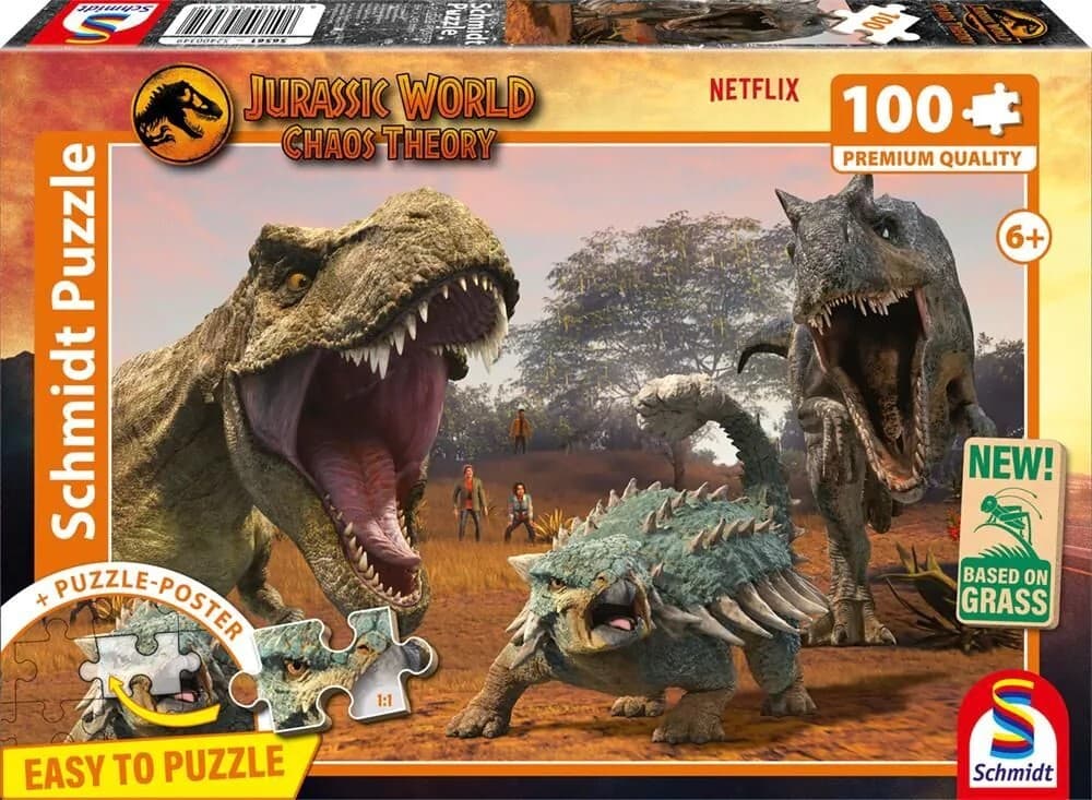 Schmidt 56561 - Jurassic World, Chaos Theory, Eine neue Ära, Puzzle mit Poster, 100 Teile aus NATPAX® Graspappe