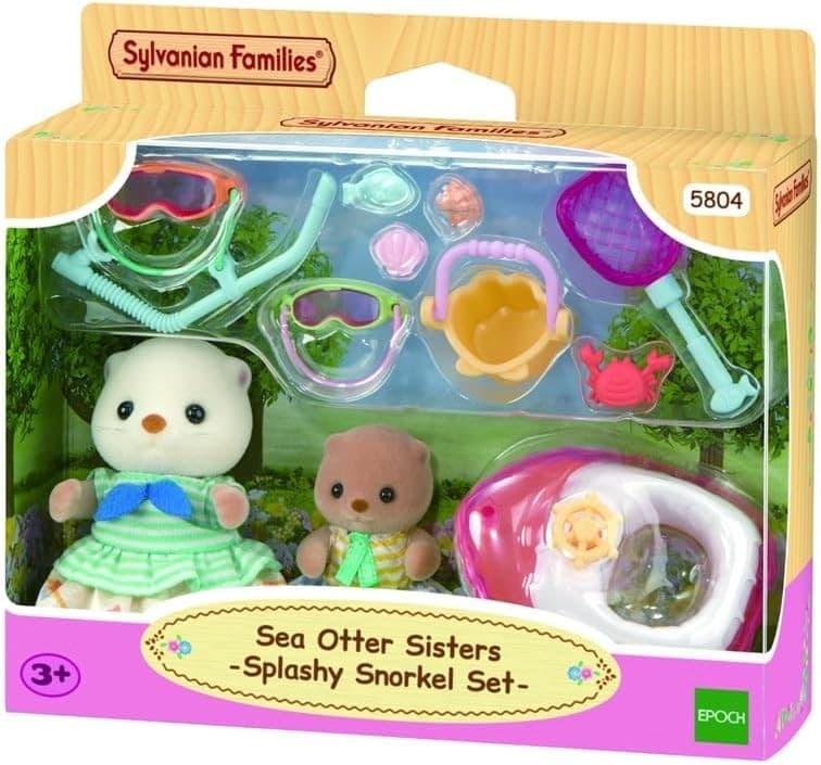 Sylvanian Families 5804 - Sea Otter Sisters Splashy Snorkel Set, Seeotter Schnorchel Spielset