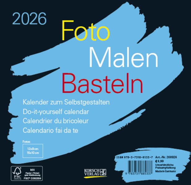 Foto-Malen-Basteln Bastelkalender schwarz quer 2026