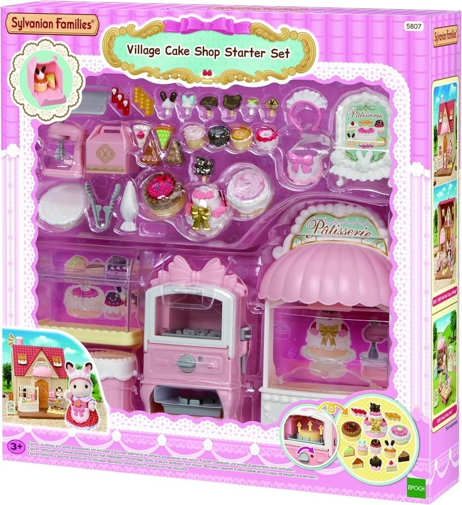 Sylvanian Families 5807 - Village Cake Shop Starter Set, Dorfkonditorei Set für Starter Haus, Spielset