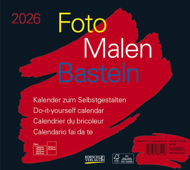 Foto-Malen-Basteln Bastelkalender quer schwarz 2026