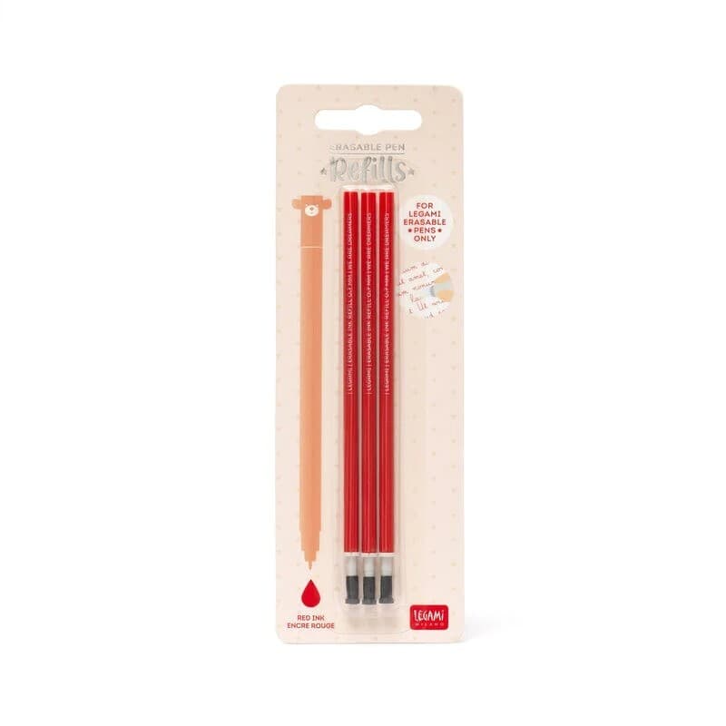 Legami Ersatzmine Ersatzmine für löschbare Gelstift, 3er Set, rot