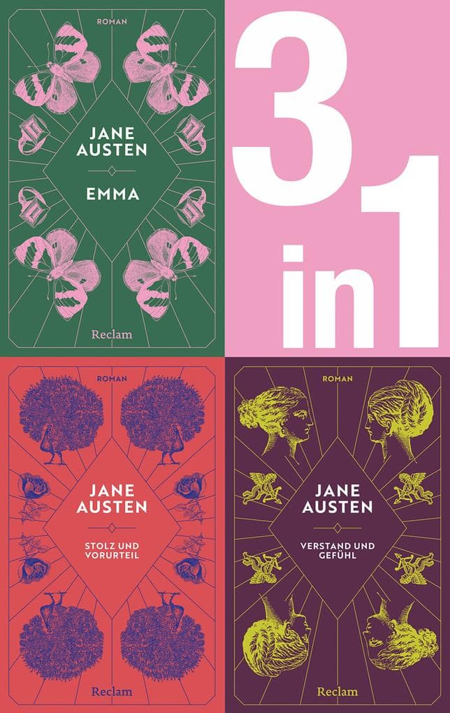 Jane Austen: Drei Romane in einem E-Book (3-in-1-Bundle). Emma, Stolz und Vorurteil, Verstand und Gefühl