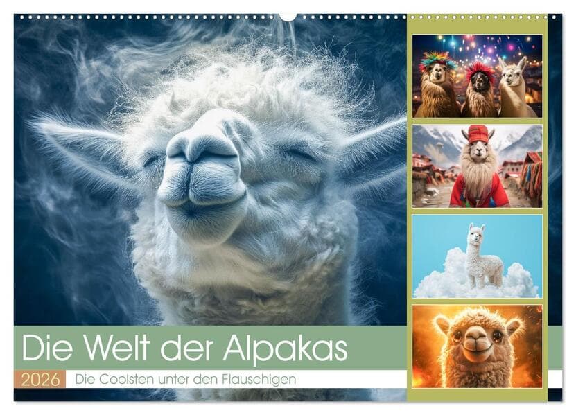 Die Welt der Alpakas (Wandkalender 2026 DIN A2 quer), CALVENDO Monatskalender