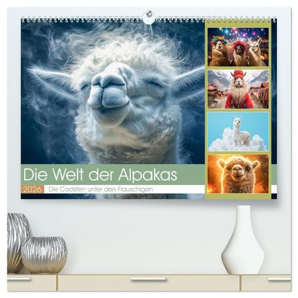 Die Welt der Alpakas (hochwertiger Premium Wandkalender 2026 DIN A2 quer), Kunstdruck in Hochglanz