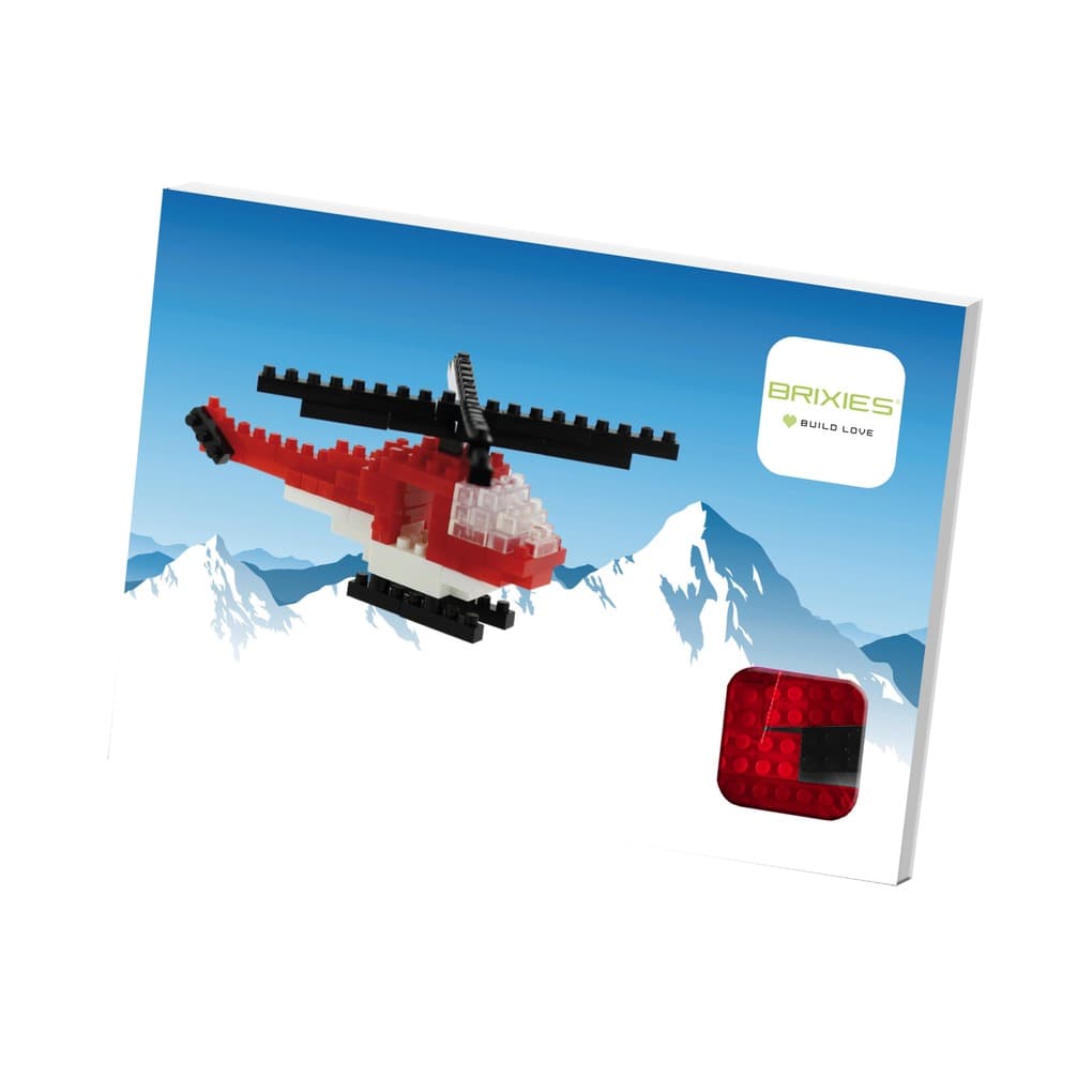 BRIXIES 220048 - Postkarte Helikopter, 3D Konstruktionsbausatz aus Ministeinen, 80 Teile