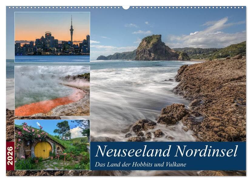 Neuseeland Nordinsel - Das Land der Hobbits und Vulkane (Wandkalender 2026 DIN A2 quer), CALVENDO Monatskalender