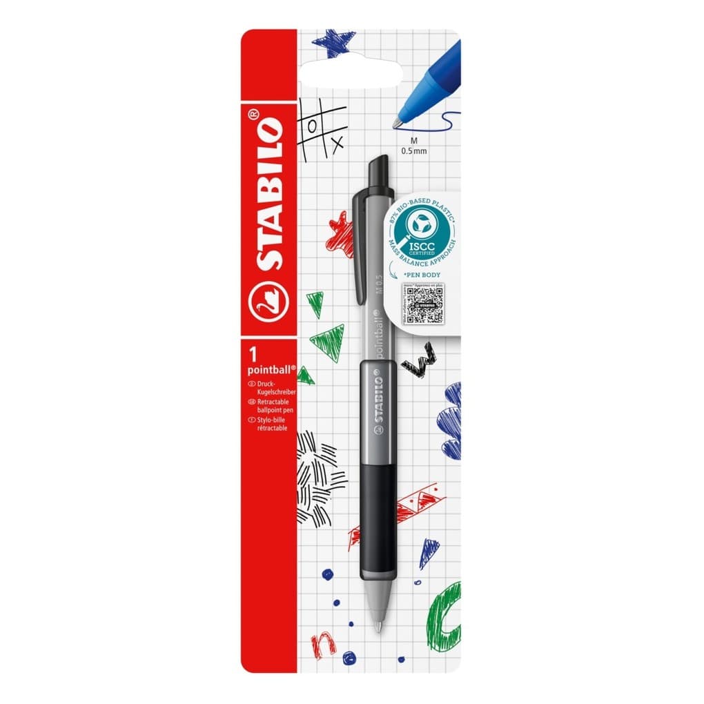 STABILO Druck-Kugelschreiber - pointball colorful, Einzelstift - dunkelgrau