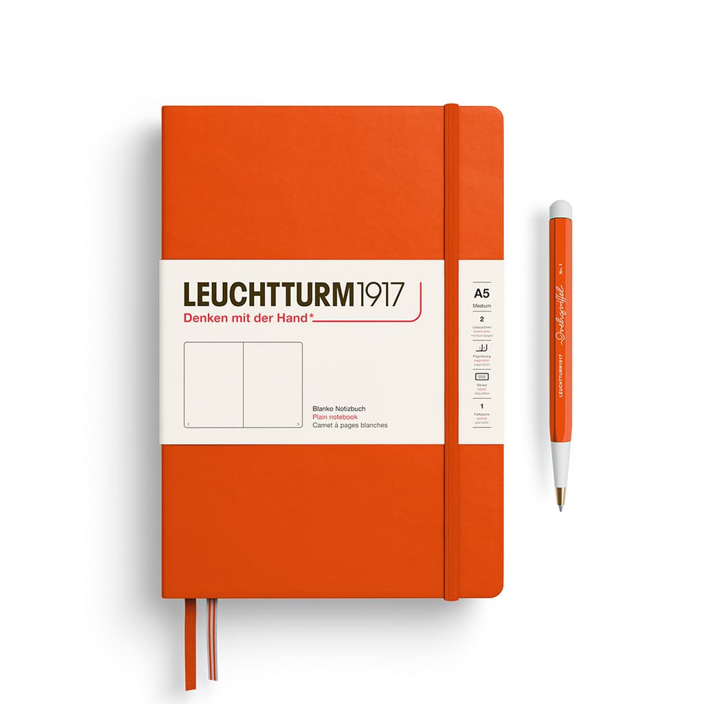 Notizbuch Medium (A5), Hardcover, 251 nummerierte Seiten, Pumpkin, blanko