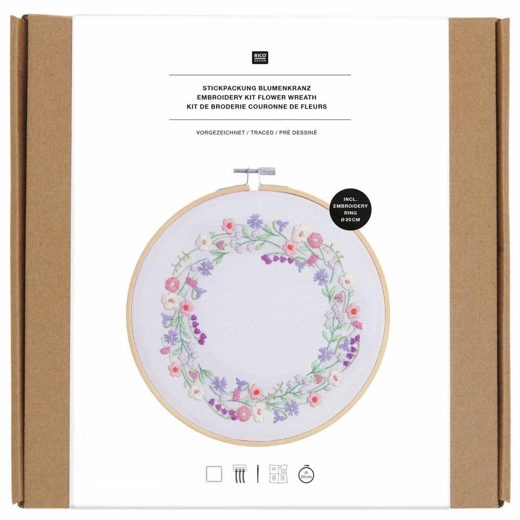 Stickpackung Vorgezeichnet, Blumenkranz, Ø 20 cm