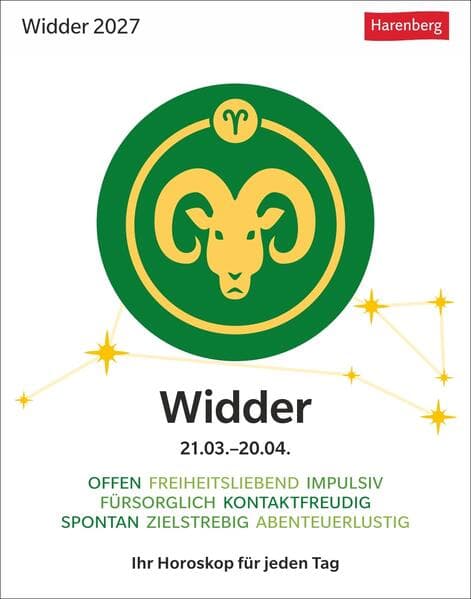 Widder Sternzeichenkalender 2027 - Tagesabreißkalender - Ihr Horoskop für jeden Tag