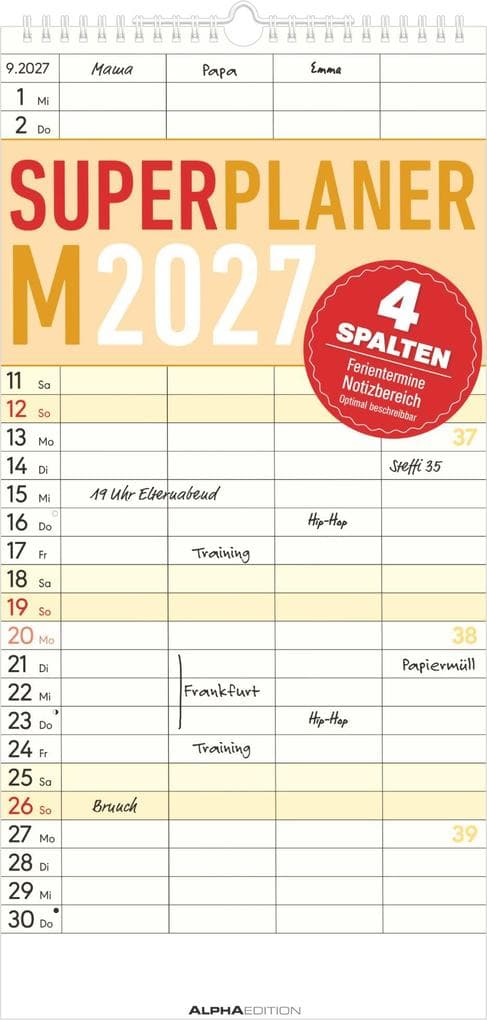 Superplaner M - 4 Spalten 2027