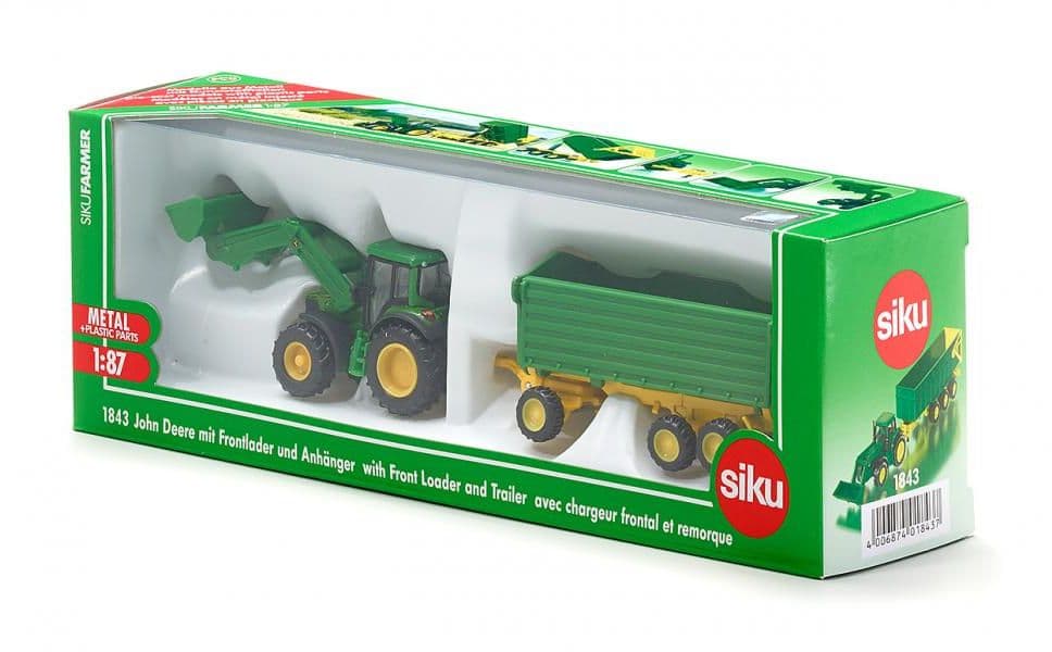 SIKU Farmer - John Deere mit Frontlader und Anhänger